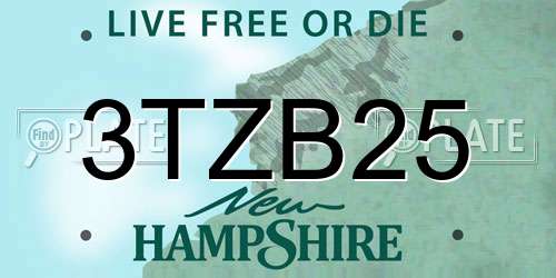 3TZB25 New Hampshire License Plate