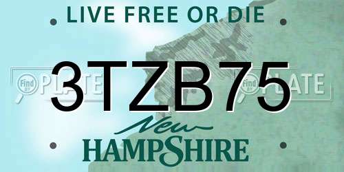 3TZB75 New Hampshire License Plate