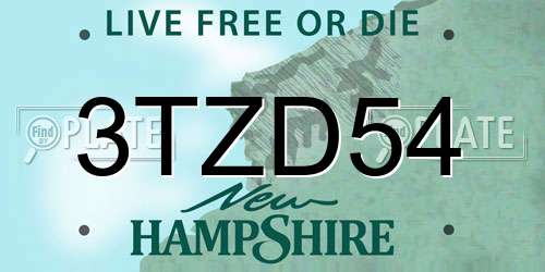 3TZD54 New Hampshire License Plate