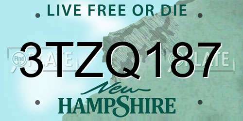 3TZQ187 New Hampshire License Plate