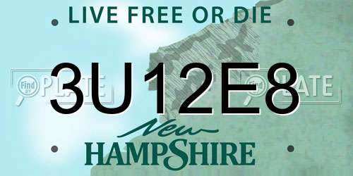3U12E8 New Hampshire License Plate