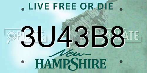 3U43B8 New Hampshire License Plate