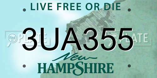 3UA355 New Hampshire License Plate
