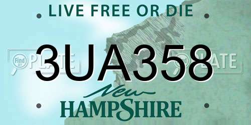 3UA358 New Hampshire License Plate