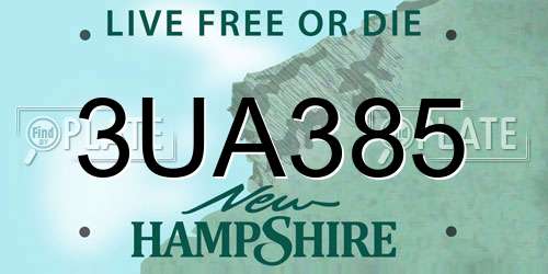 3UA385 New Hampshire License Plate
