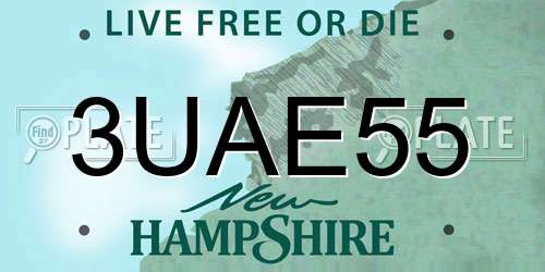 3UAE55 New Hampshire License Plate