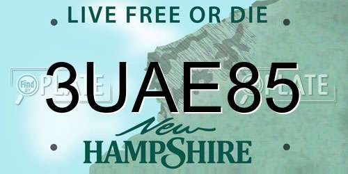 3UAE85 New Hampshire License Plate