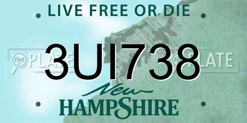 3UI738 New Hampshire License Plate