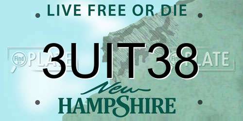 3UIT38 New Hampshire License Plate