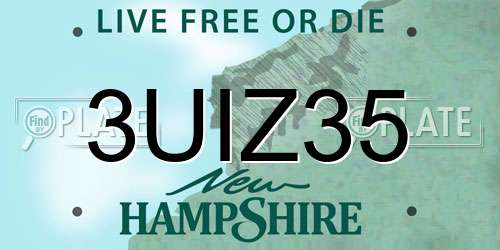 3UIZ35 New Hampshire License Plate