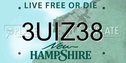 3UIZ38 New Hampshire License Plate