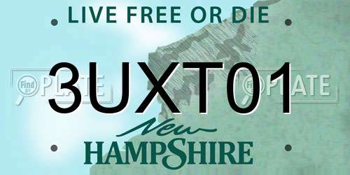 3UXT01 New Hampshire License Plate