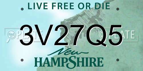 3V27Q5 New Hampshire License Plate