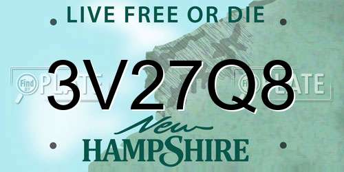 3V27Q8 New Hampshire License Plate