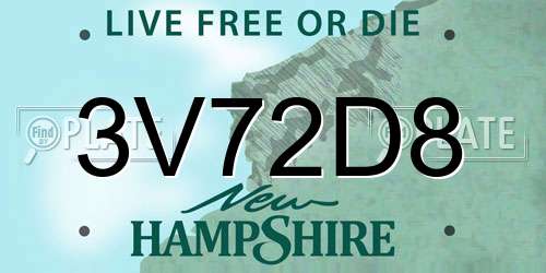 3V72D8 New Hampshire License Plate