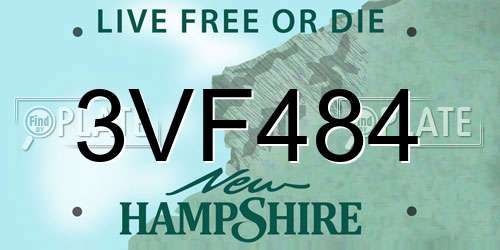 3VF484 New Hampshire License Plate
