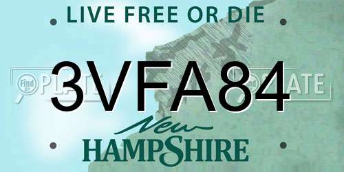 3VFA84 New Hampshire License Plate
