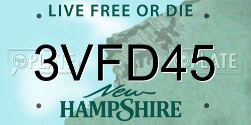 3VFD45 New Hampshire License Plate