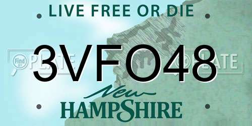 3VFO48 New Hampshire License Plate