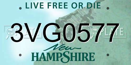 3VG0577 New Hampshire License Plate