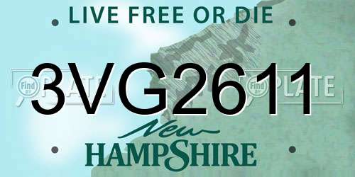 3VG2611 New Hampshire License Plate