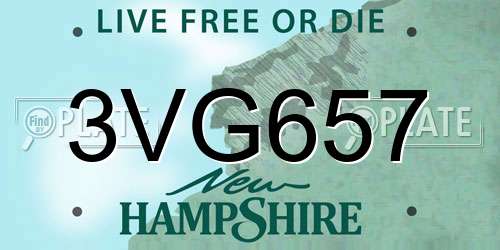 3VG657 New Hampshire License Plate