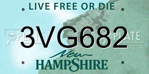3VG682 New Hampshire License Plate