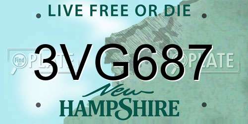 3VG687 New Hampshire License Plate