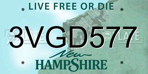 3VGD577 New Hampshire License Plate