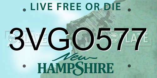 3VGO577 New Hampshire License Plate