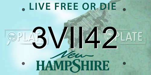 3VII42 New Hampshire License Plate