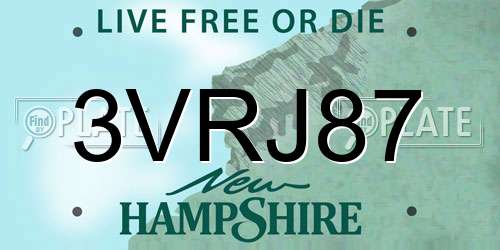 3VRJ87 New Hampshire License Plate