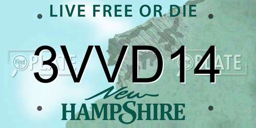 3VVD14 New Hampshire License Plate