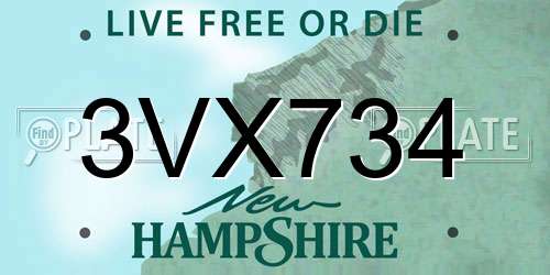 3VX734 New Hampshire License Plate