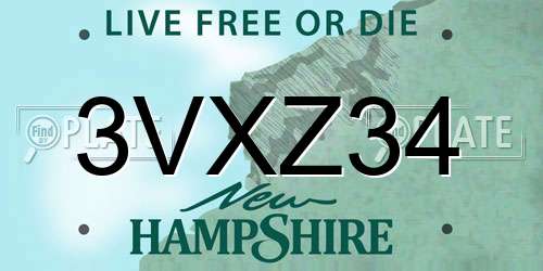 3VXZ34 New Hampshire License Plate