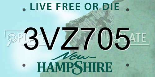 3VZ705 New Hampshire License Plate