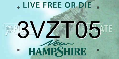 3VZT05 New Hampshire License Plate