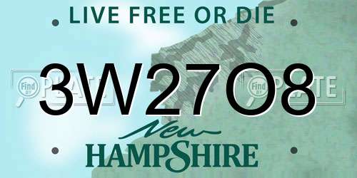 3W27O8 New Hampshire License Plate