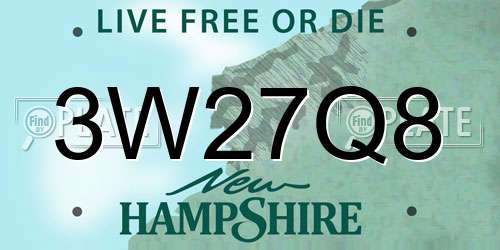 3W27Q8 New Hampshire License Plate