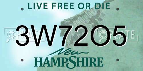 3W72O5 New Hampshire License Plate