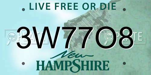 3W77O8 New Hampshire License Plate