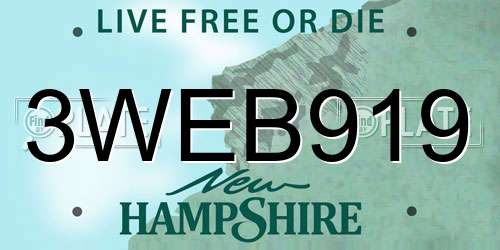 3WEB919 New Hampshire License Plate