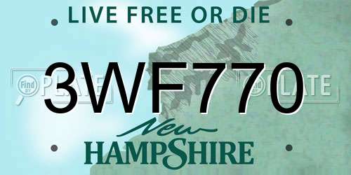 3WF770 New Hampshire License Plate