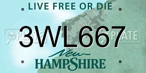 3WL667 New Hampshire License Plate