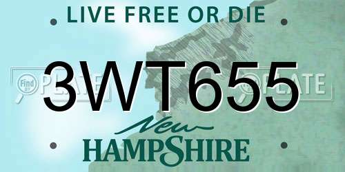 3WT655 New Hampshire License Plate