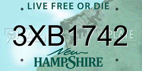 3XB1742 New Hampshire License Plate