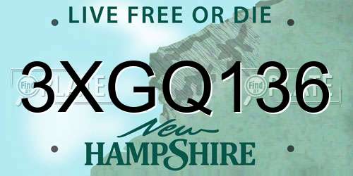 3XGQ136 New Hampshire License Plate