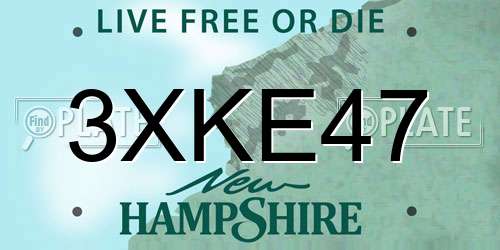 3XKE47 New Hampshire License Plate