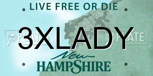 3XLADY New Hampshire License Plate