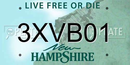 3XVB01 New Hampshire License Plate